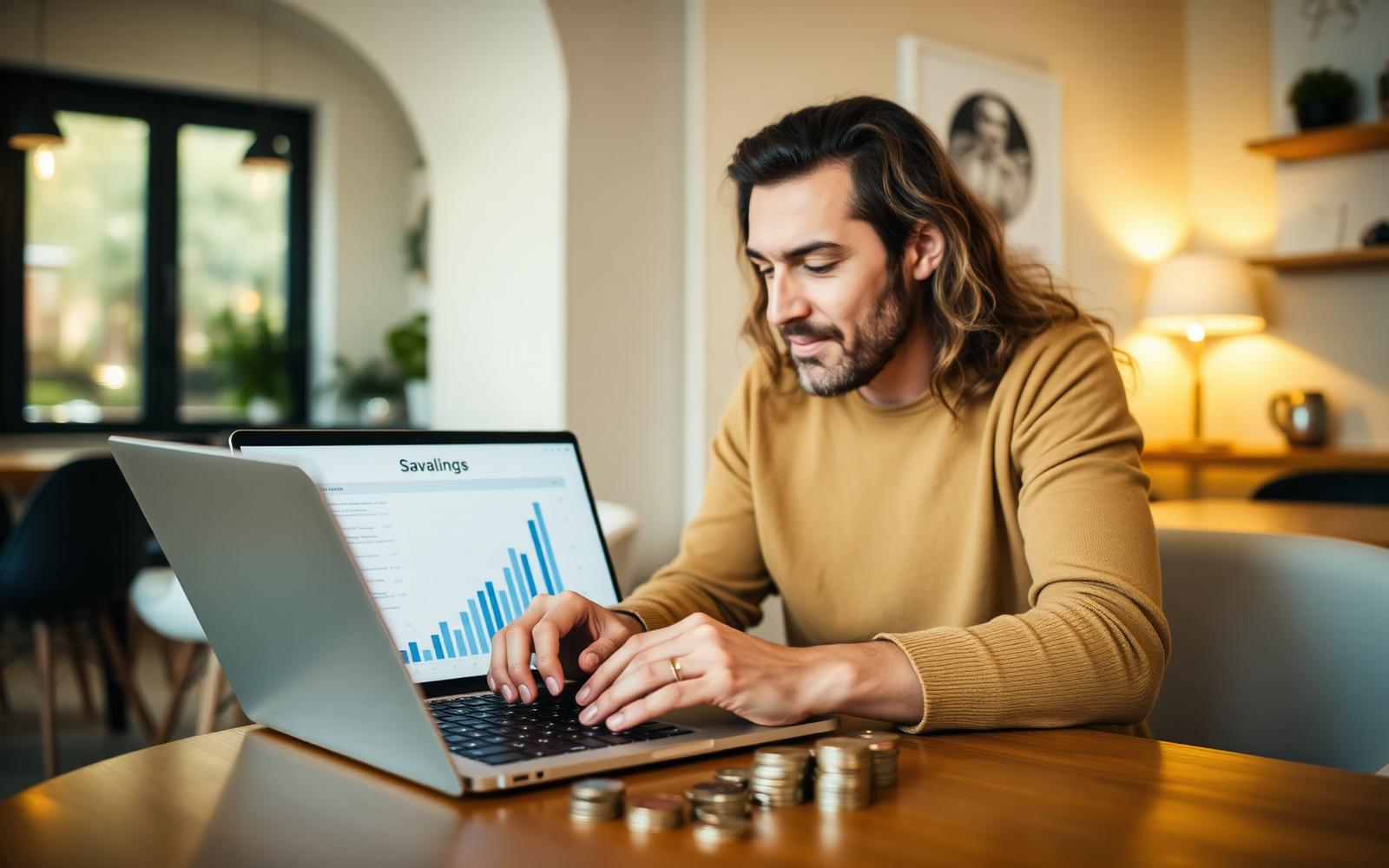 Risparmio e crescita – monete e grafico